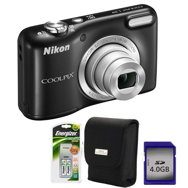 Camera foto digitala 16.1 Mp 5x 2.7 inch negru + geanta + incarcator + card SD 4GB NIKON Coolpix L29