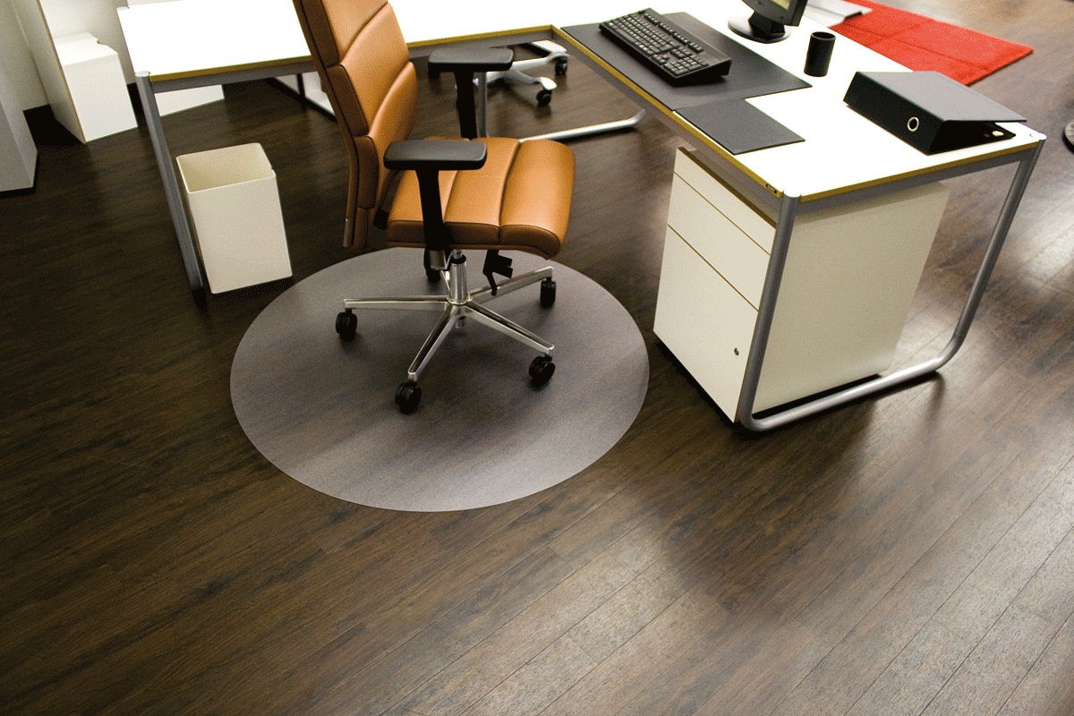 Protectie podea pentru suprafete dure, forma R, diametru 90cm, RS OFFICE EcoBlue