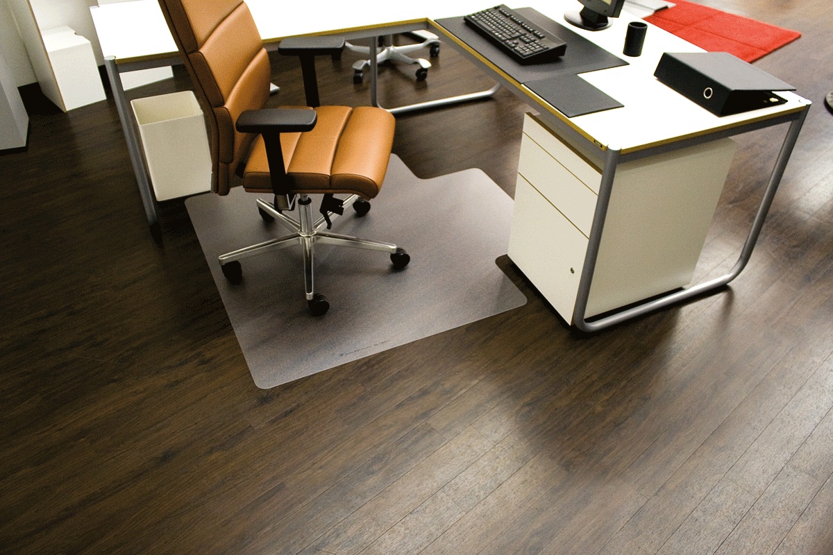 Protectie podea pentru suprafete durei, forma U, 130 x 120cm, RS OFFICE EcoBlue