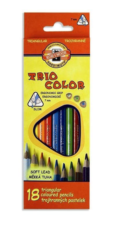 Creioane colorate, triunghiulare, 18 culori/set, KOH-I-NOOR Triocolor