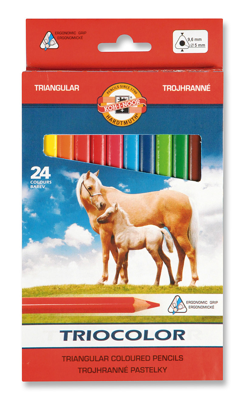 Creioane colorate, triunghiulare, 24 culori/set, KOH-I-NOOR Triocolor Jumbo