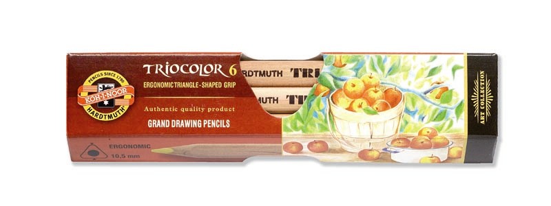 Creioane colorate triunghiulare pentru artisti 6 culori/set KOH-I-NOOR Triocolor