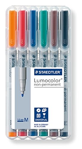 Set marker non-permanent, 1mm, 6 culori/set, STAEDTLER Lumocolor
