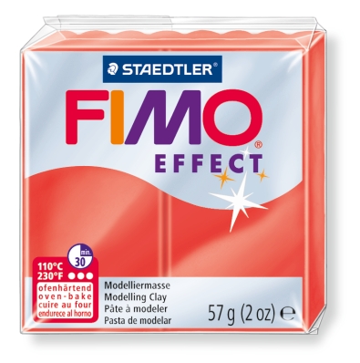 Plastilina pt. modelaj, 56gr, rosu transparent (red), STAEDTLER Fimo Effect