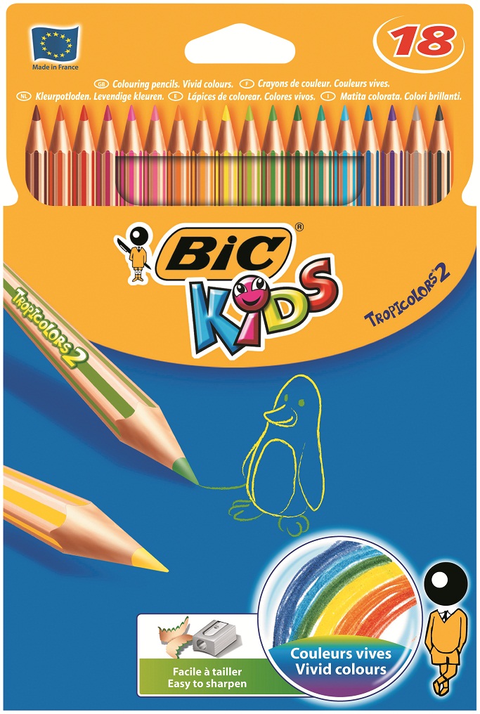 Creioane colorate, 1/1, 18 culori/set, BIC TROPICOLORS2