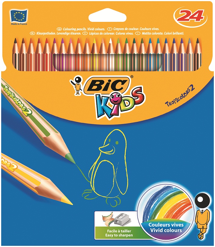 Creioane colorate, 1/1, 24 culori/set, BIC TROPICOLORS2