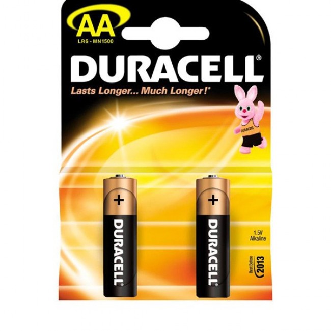 Baterii alcaline AA, 2 bucati, DURACELL