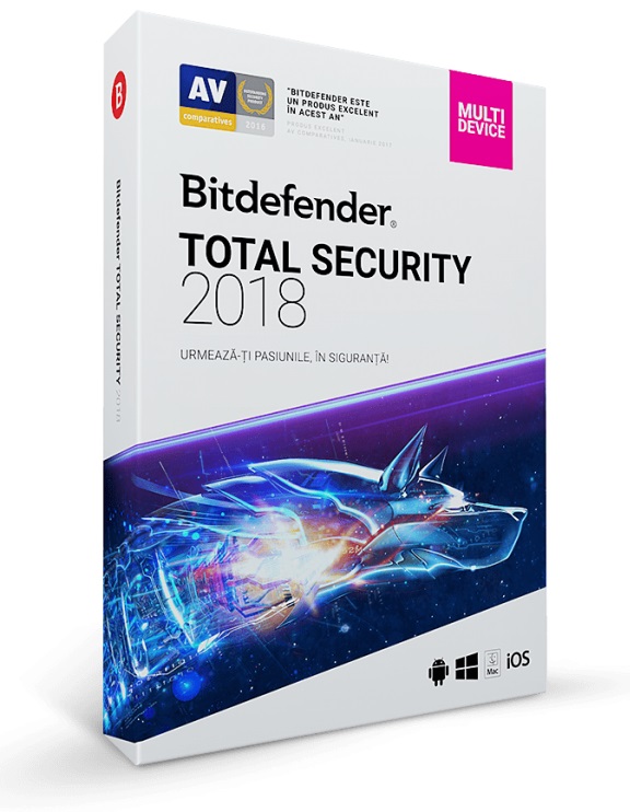 BITDEFENDER Total Security 2018, 3 Multi Device, 1 an, New license, Retail Box