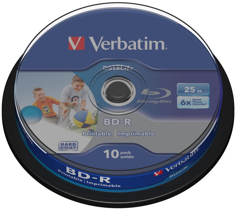 Blu-Ray, 25GB, 6X, 10 buc./spindle, VERBATIM Datalife Wide Inkjet Printable
