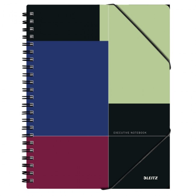 Caiet de birou, cu spira, coperta PP, A4, negru-violet, matematica, LEITZ Executive Be Mobile