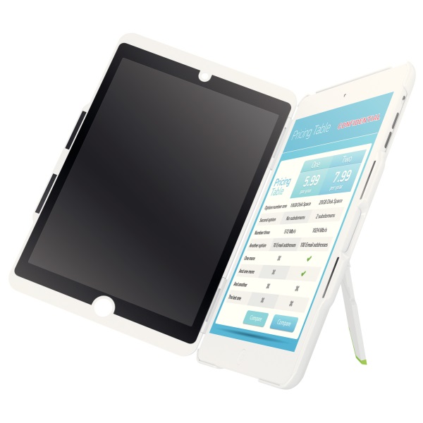 Carcasa cu filtru de confidentialitate portrait pentru iPad mini, alb, LEITZ Complete Privacy