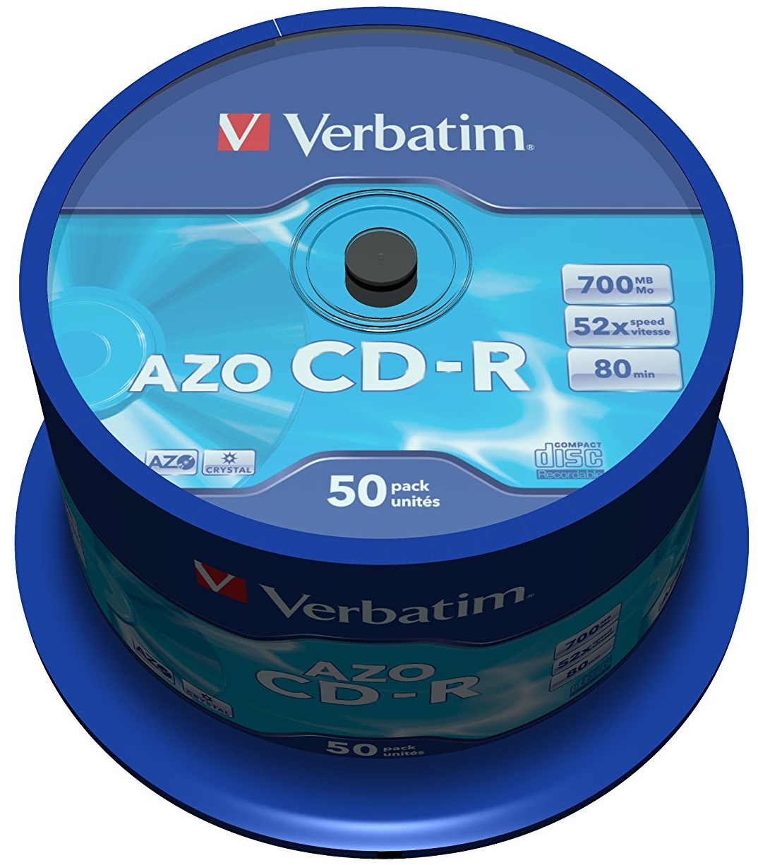 CD-R, 700MB, 52X, 50 buc/spindle, VERBATIM AZO Crystal