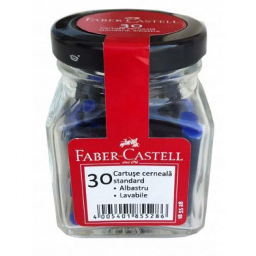 Cartuse cu cerneala mici, albastru, 30buc/borcan, FABER CASTELL