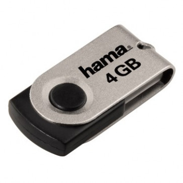 Stick USB, HAMA Rotate Mini, 4 GB, 15MB/s, negru/argintiu