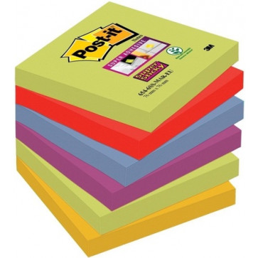 Notes autoadeziv, 76 x 76mm, 6 x 90 file/pachet, diferite culori Marrakesh, POST-IT Super Sticky 654-6SS MAR