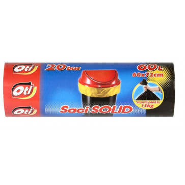 Saci menajeri, 60L, galben, 20 buc/rola, OTI Solid