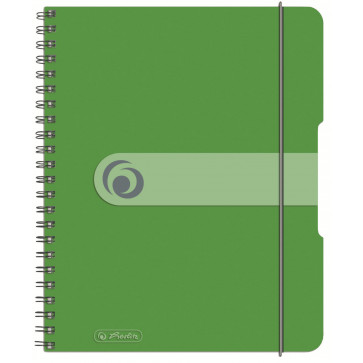 Caiet A5, matematica, cu spira, coperta PP cu elastic, 4 perforatii, 80 file, verde opac, HERLITZ