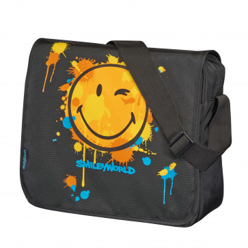 Geanta de umar, tip messenger, HERLITZ Be.Bag Smiley World Editie Black