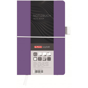 Bloc notes A5 dictando, coperta din panza cu elastic, 96 file, violet, HERLITZ My Book Classic