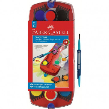 Acuarele + pensula, 24 culori/set, FABER CASTELL Connector