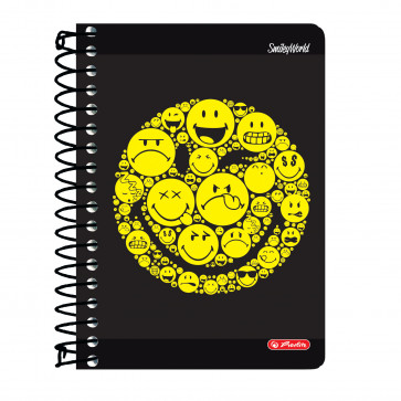 Caiet cu spira, 10 x 14cm, 200 file, HERLITZ Smiley World negru