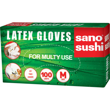 Manusi latex, masura M, 50 perechi/cutie, SANO Sushi