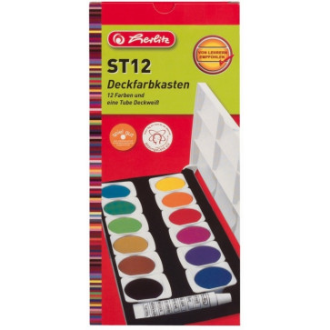 Acuarele, 12 culori + alb de zinc, HERLITZ