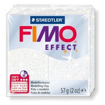 Plastilina pt. modelaj, 56gr, alb sidefat (white glitter), STAEDTLER Fimo Effect