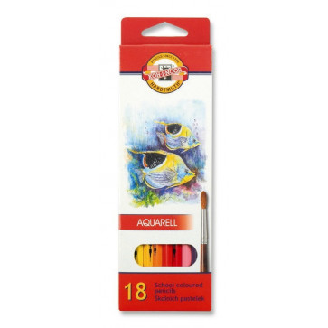 Creioane colorate, solubile in apa, 18 culori/set, KOH-I-NOOR Aquarell