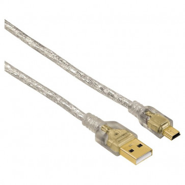 Cablu USB A - mini USB B HAMA, 1.8m, transparent
