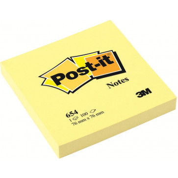 Notes autoadeziv, 76 x 76mm, 100 file/set, galben clasic, POST-IT 654