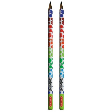 Creion cu mina grafit, triunghiular, HB, 2 buc./set, HERLITZ Smiley World Rainbow