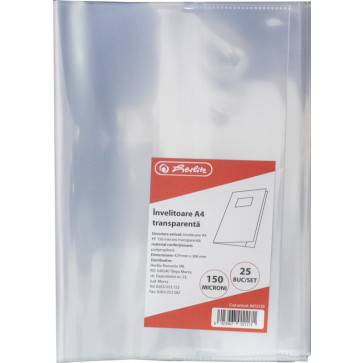 Coperta A4, PP, transparenta, 120 mic., 25 buc./set, HERLITZ