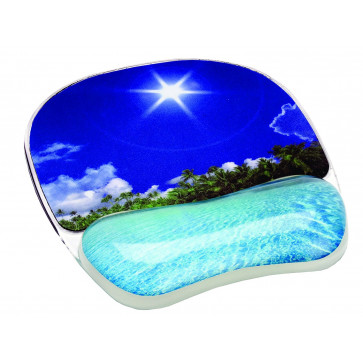 Mouse pad ergonomic, gel, tropical beach, FELLOWES