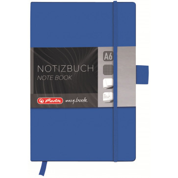 Bloc notes A6, matematica, coperta din piele sintetica cu elastic, 96 file, albastru, HERLITZ My Book Classic