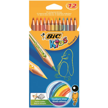 Creioane colorate, 1/1, 12 culori/set, BIC TROPICOLORS2