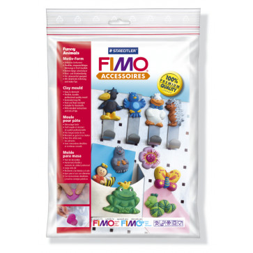 Sablon flexibil pt. modelaj, 10 figuri animale, STAEDTLER Fimo Accessoires Funny Animals