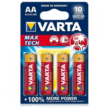 Baterii AA, alcaline, 4 bucati, VARTA Max Tech