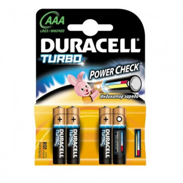 Baterii AAA, alcaline, 4 bucati, DURACELL Turbo