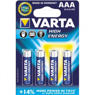 Baterii alcaline AAA/R3, 4 buc/blister, VARTA High Energy