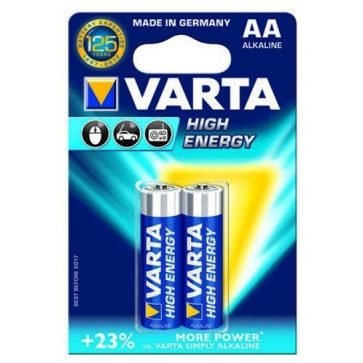 Baterii AA, alcaline, 2 bucati, VARTA High Energy