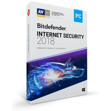 Bitdefender Internet Security 2018, 5 PC, 1 an, New License, Retail DVD