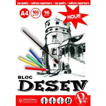 Bloc de desen, A4, 160 g/mp, 16 file, PIGNA