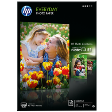 Hartie foto HP Everyday Inkjet A4, 200 g/mp, 25 coli/top, lucios