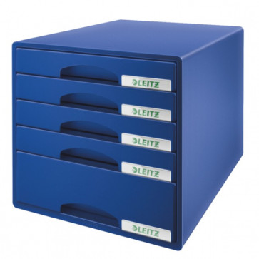 Cabinet cu sertare, 5 sertare, albastru, LEITZ Plus