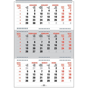 Calendar 2018, de perete, 12 file, 33 x 48cm, TRIPTIC "Pliat"