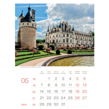 Calendar 2018, de perete, 12 file + coperta, 24 x 33cm, CASTELE