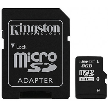 Card microSDHC 8GB KINGSTON, Class 4, Adaptor SD