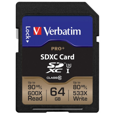 Card SDXC Pro+ 64GB VERBATIM, Class 10