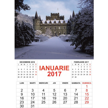 Calendar 2017, cu imagini, 12 file + coperta, 32 x 45cm, CASTELE